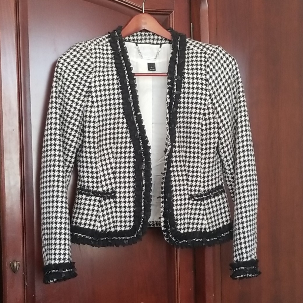 White House Black Market Houndstooth Blazer Sz 10